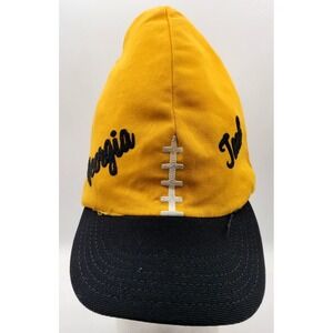 VINTAGE GEORGIA TECH FOOTBALL SHAPED CAP HAT SNAPBACK YELLOW BLACK‎ RARE